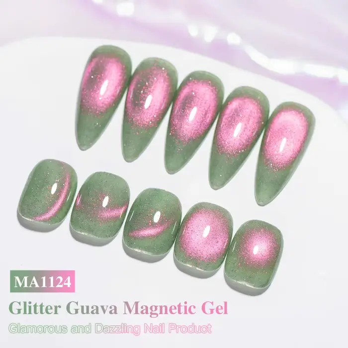 Vernis à ongles gel magnétique pailleté Guava Cat