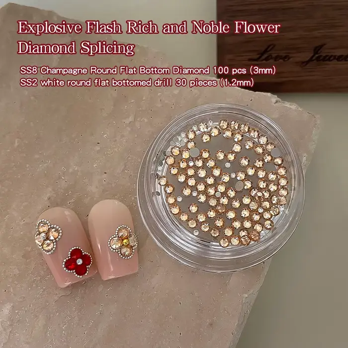KANIU 1 Boîte de Strass pour Ongles en Zircon, Petits Strass en Forme de Fleur, Appliques Multi-form