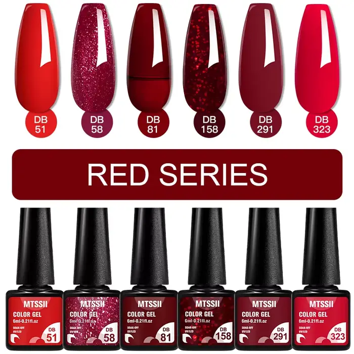 6 pièces Gel vernis à ongles ensemble HEMA gratuit rouge marron couleur Semi Permanent tremper UV Ge