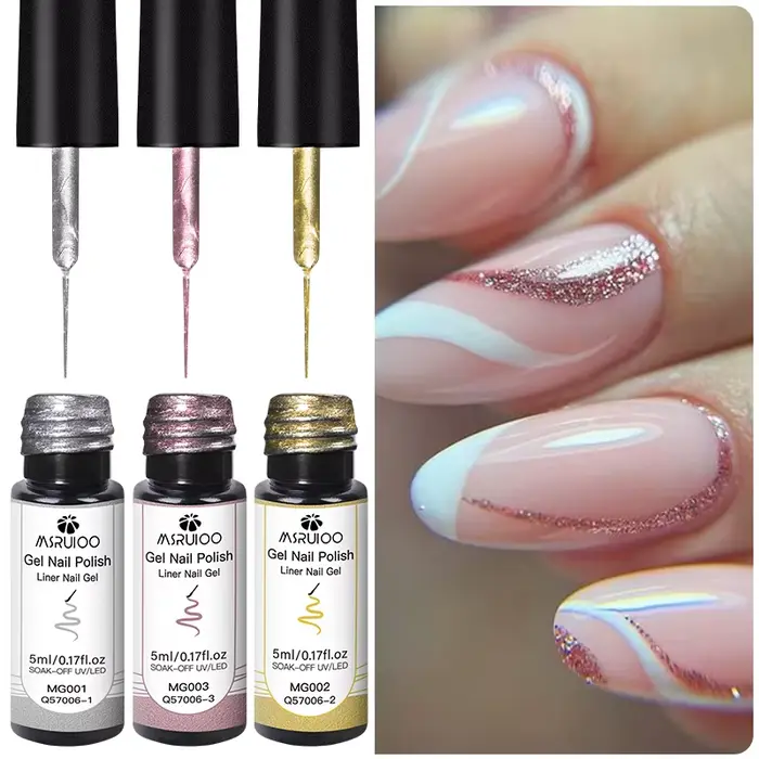 Ensemble de vernis à ongles Gel à paillettes, 3 pièces, argent, or, bricolage, Nail Art, Kit de pein