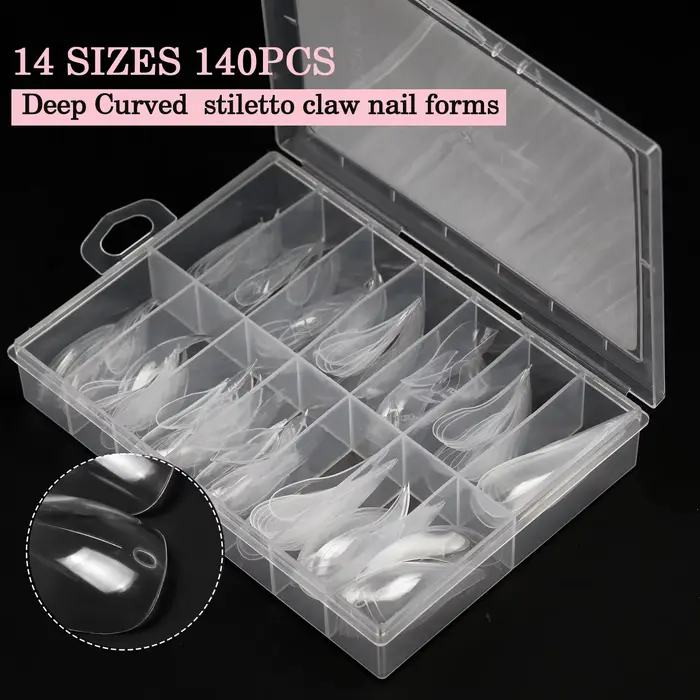 Nouvelles formes d'ongles à griffe d'aigle 140 pièces pointes d'extension en cristal pour ongles en Gel rapides Kit