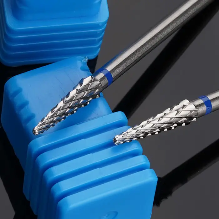 Jeu de forets à ongles pour ongles en acrylique, perceuse à ongles de forme conique en acier au tung