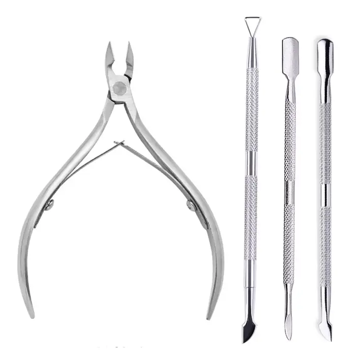 Coupe-ongles professionnel en acier inoxydable, ciseaux, pince multifonction, poussoir à cuticules,