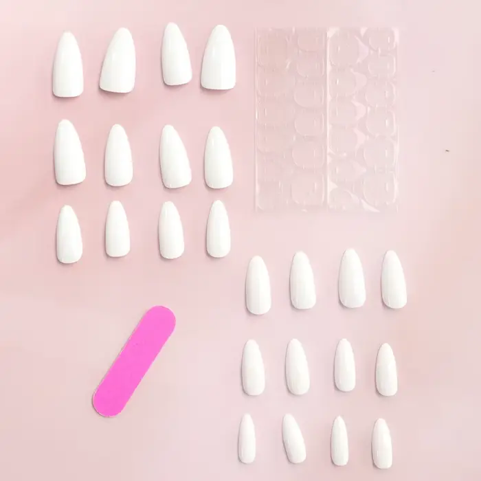 Faux ongles à pression blanc pur