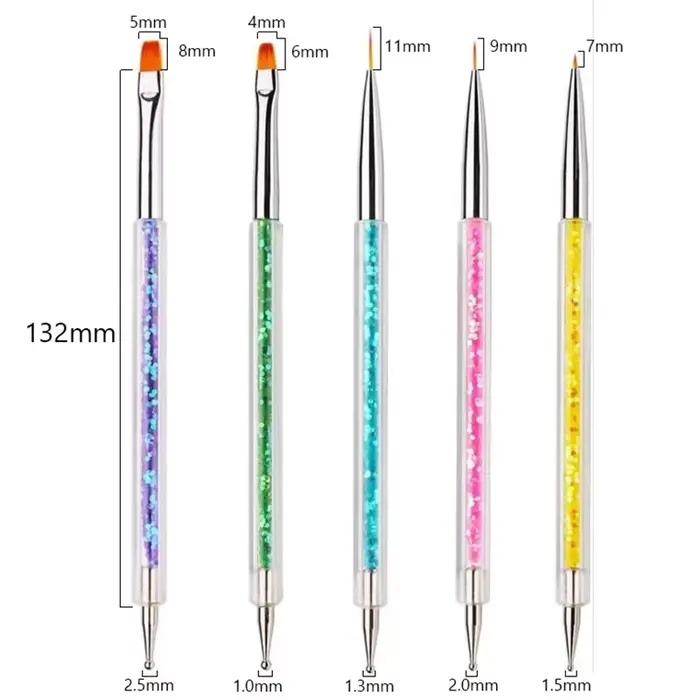 Stylo à points pour Nail Art, 5 pièces, fournitures de doublure pour dessin acrylique, brosse, stras