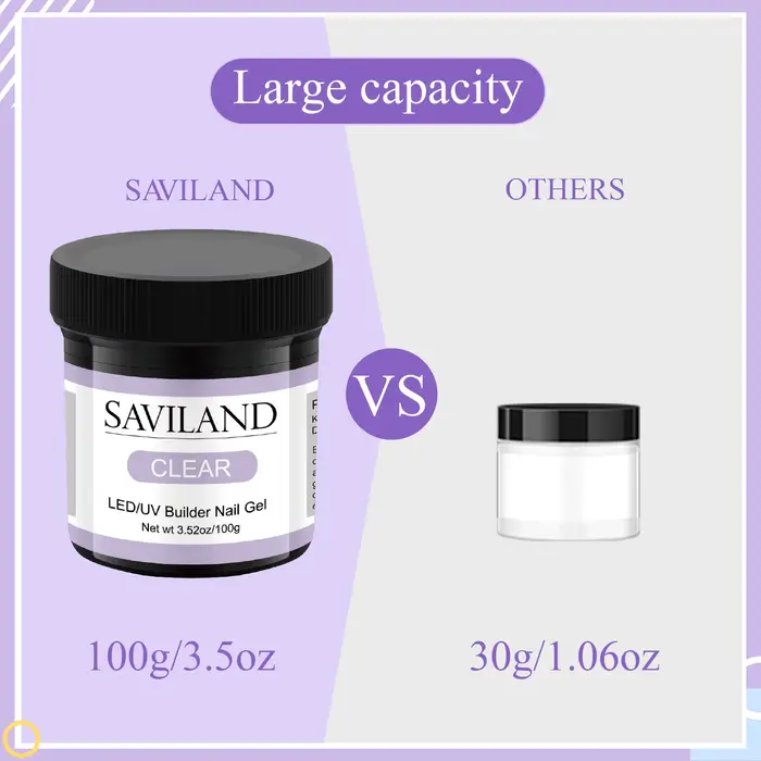 Saviland Gel de Construction Transparent 100g (3.5oz) en Bouteille pour Extension d'Ongles