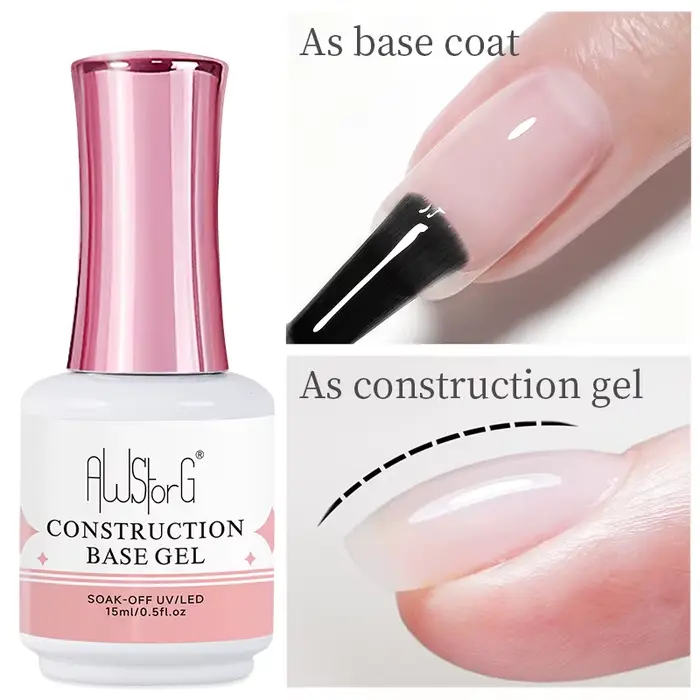 AWStorG Gel de Base de Construction 15ml Gel pour ongles constructeur dans une bouteille Semi Permanent