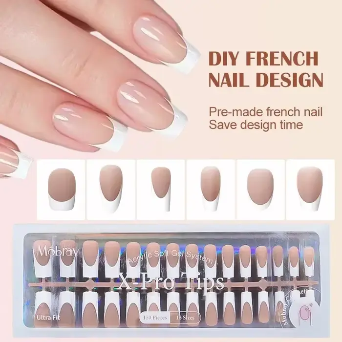 150/160 pièces presse française sur Gel ongles conseils ensemble nu rose Ballet longueur moyenne fin
