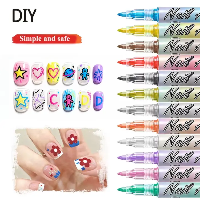 Stylos pour Nail Art 12 couleurs 0.7MM