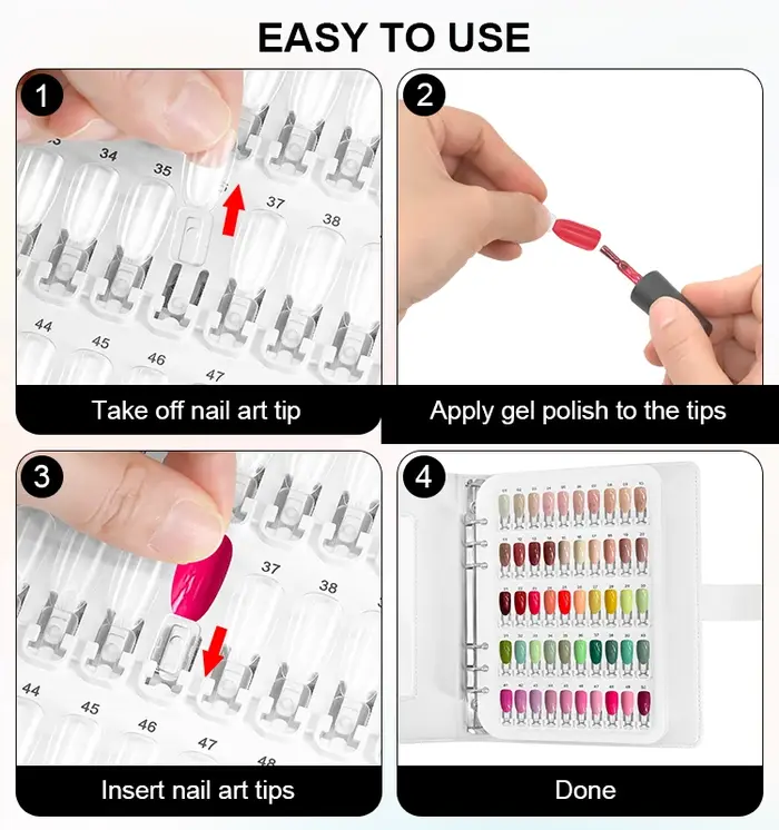 Le catalogue de couleurs de vernis à ongles peut être inséré et retiré. Tableau de présentation des couleurs pour la démonstration des couleurs des ongles dans les salons de manucure et les boutiques