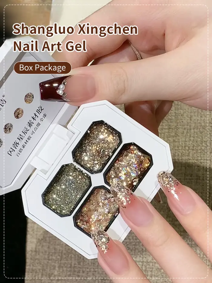 Vernis à ongles Gel métallique, 4 couleurs/ensemble, argent, Bronze, or, miroir chromé, effet 3D, de