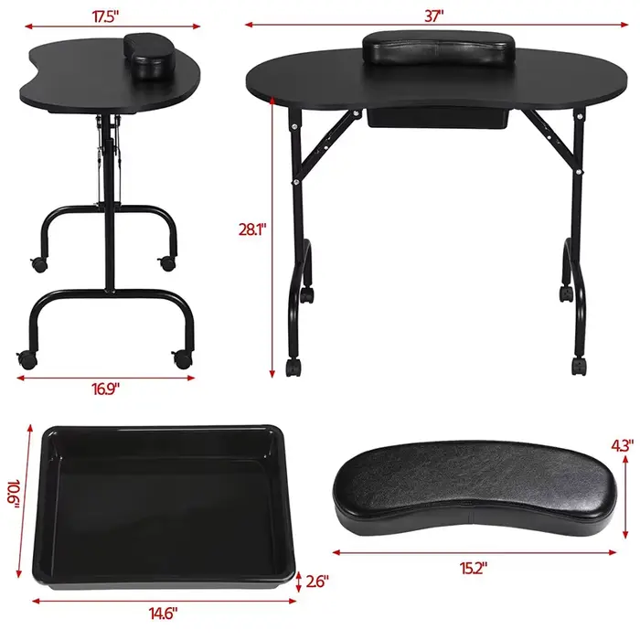 Table de manucure professionnelle pliable-bureau de Salon