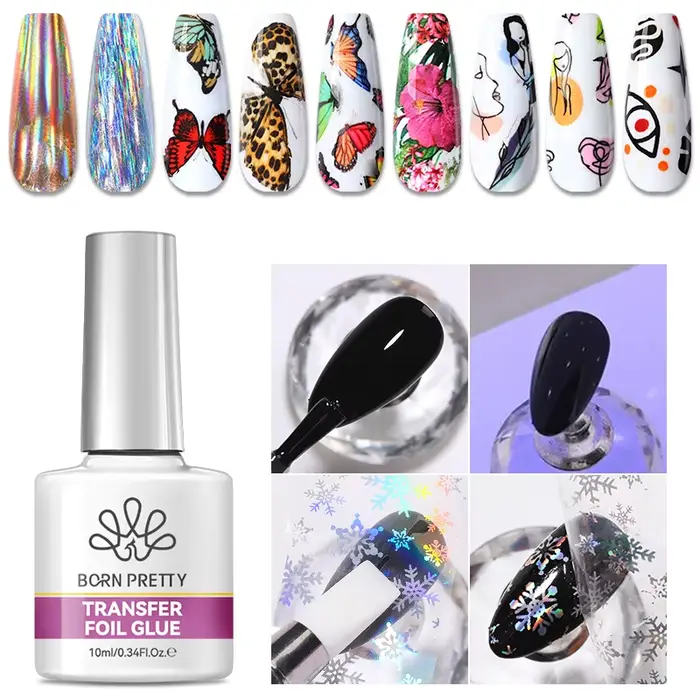 BORN PRETTY 10ml Gel Vernis à Ongles Semi-Permanent Effet Feuille de Transfert pour Autocollant Adhé