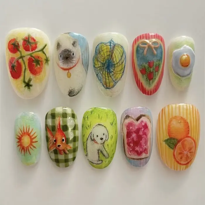 24 pièces fleur impression presse sur ongles vin rouge Blush amande faux ongles conseils portable ré