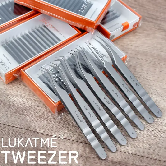 LUKATME Lot de 5 pinces de précision en acier inoxydable, pointe en fibre antidérapante, pinces prof