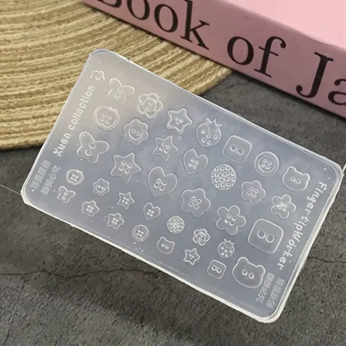 Moule en silicone 3D pour boutons de nail art, outil de création de breloques mignonnes pour ongles,