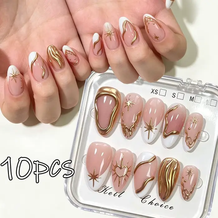 10 pièces/boîte Faux ongles à presser en acrylique