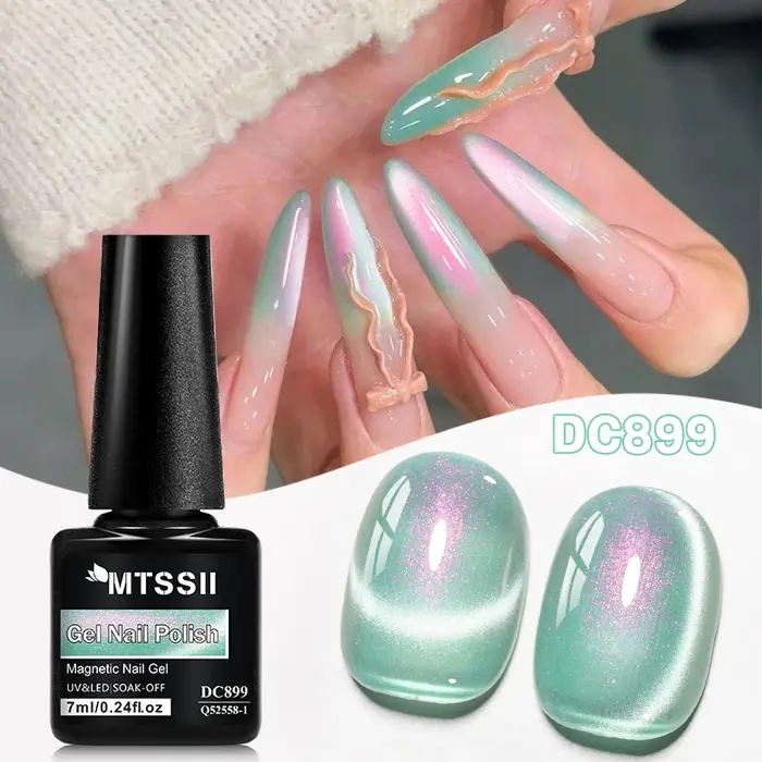Mtssii Auroras vernis à ongles Gel oeil de chat or paillettes brillant