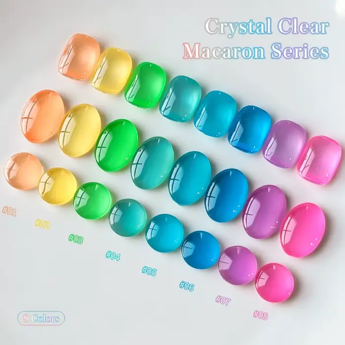 8 couleurs ensemble été glace à travers Macaron méthyl Gel populaire blanchissant gelée vert ongles