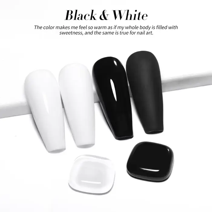Faillite N PRETTY-Verhéritage à Ongles Gel UV LED, Noir Pur, Blanc, Semi Continu, Gel Nude, GT Recha