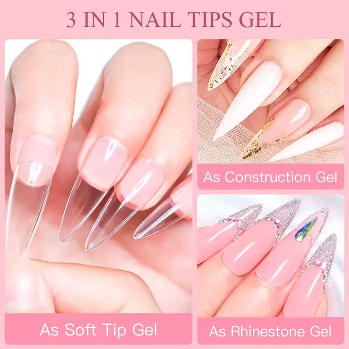 Gel de pointes d'ongles souples 3 en 1