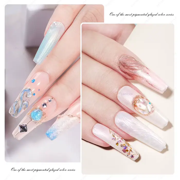 Eleanos spirale Gel 24 pièces Aurora perle coquille fil Gel vernis à ongles avec carte de couleur pour manucure tremper