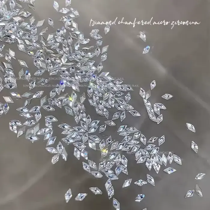 100 pièces Rotterdam kling Rhombus Zcomprend sur Nail Art Strass 1.5*3mm Mini Flatback Diamant Brcor