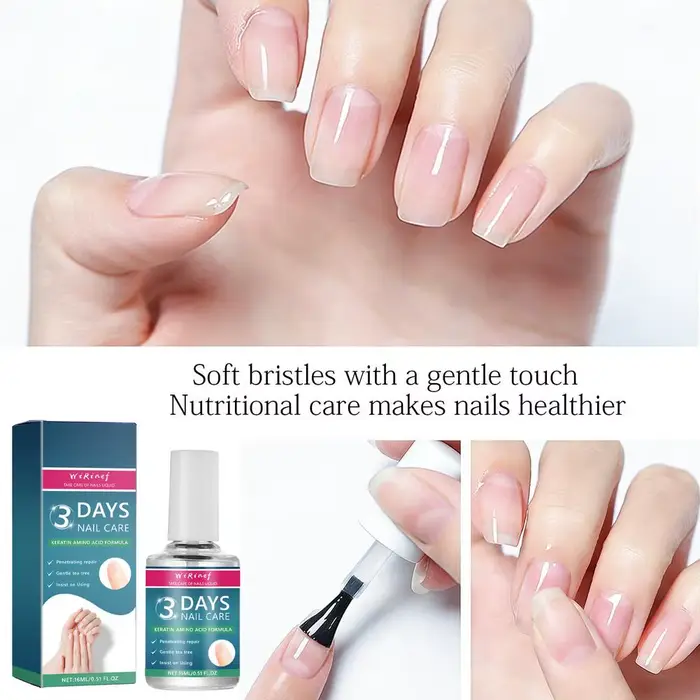 Huile de Soin des Ongles 3 Jours Formule Kératine Acides Aminés Séchage Rapide Effet Salon 90s Brillance Intense Sans Écaillage Hydratation Profonde Renforceur d'Ongles