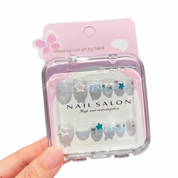 Nouveaux autocollants pour ongles courts en forme de cerise et de nœud
