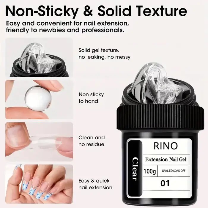Gel de construction solide anti-adhésif 100g - Gel dur transparent