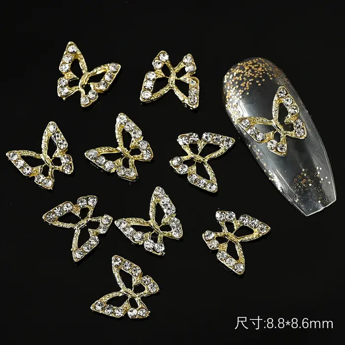 Breloques papillon en cristal 3D pour ongles