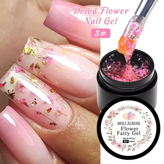 Verhéritage à Ongles Rose vaccé, Gel de Peinture UV, Semi-Continu, Fleur Naturelle, Dégradé, N64.5 m