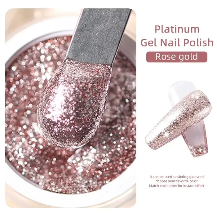 Verhéritage à Ongles Gel Pailmétrage, Platine Brillante, Flashing Nail Art, Soak Off UV, Semi-Continu, Hybride, Verhéritage VarjuvenLacquer, 5ml, Nouveau
