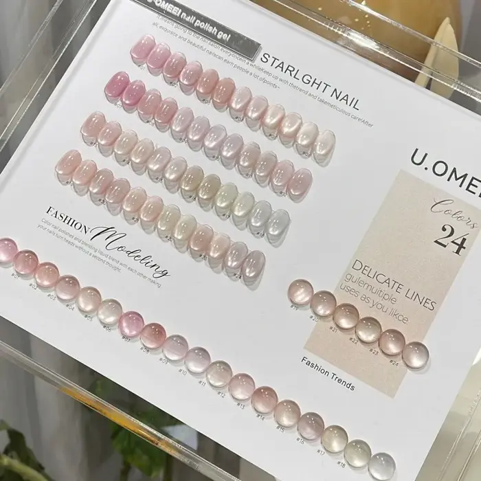 UOMEEI couleur nue série oeil de chat Gel vernis à ongles 15ml perle de verre Gel magnétique Semi Permanent tremper Gel