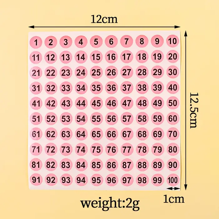 Étiquette autocollante numéro rose étanche pour vernis à ongles