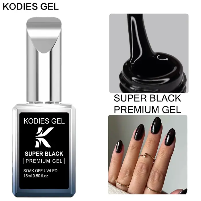 KODIES GEL Super noir Gel Vernis à ongles haute Pigment couleur riche