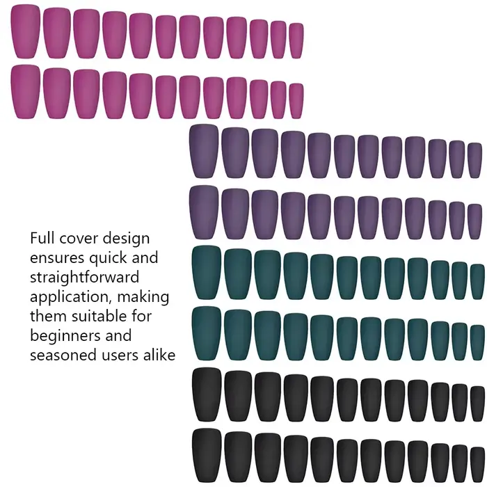 96 pièces ongles mats de couleur unie, faux ongles courts à couverture complète, faux ongles courts 