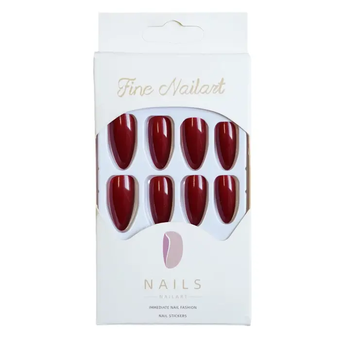 24 pièces amande vin rouge faux ongles classique Vintage