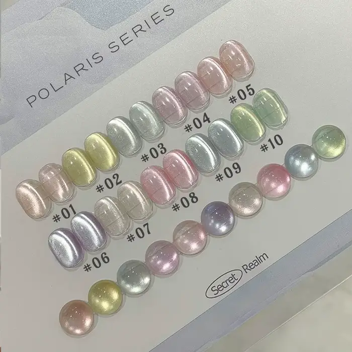 MIANEL 2026 – Nouvelle Collection Estivale : Vernis à Ongles Gel Effet Œil de Chat Soie Perles de Verre Exquises Polaris – Rose et Bleu