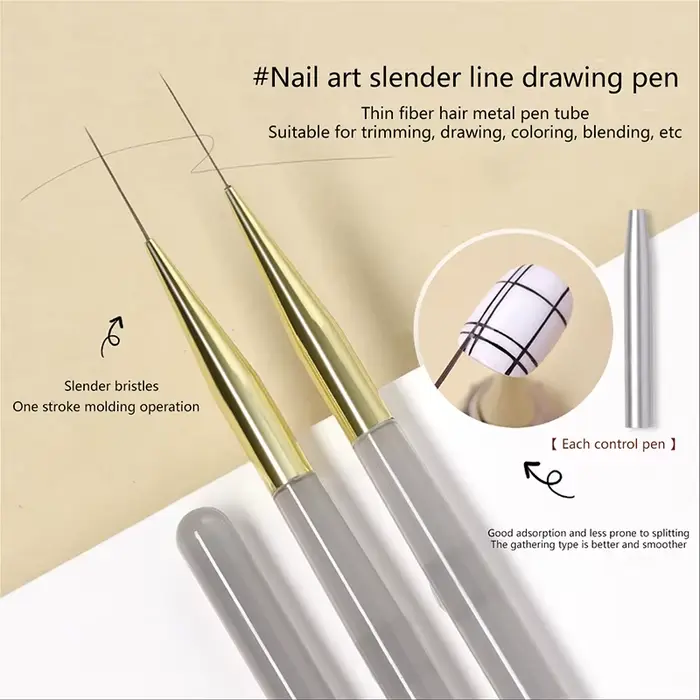 Pinceaux de revêtement pour Nail Art, brosse à ongles en Gel, vernis à ongles extrêmement fin, pince
