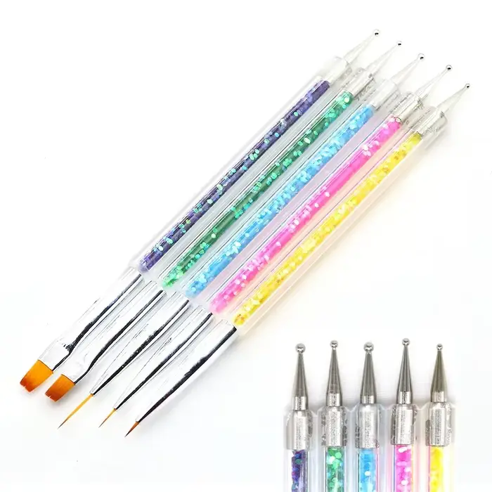 Stylo à points pour Nail Art, 5 pièces, fournitures de doublure pour dessin acrylique, brosse, stras