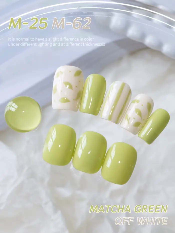 2 pièces 25 + 62 --- 2025 printemps/été couleurs pour ongles les plus vendues Matcha vert lait blanc vernis