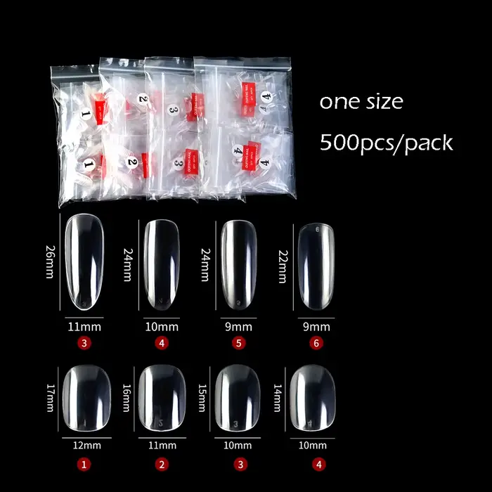 500 pcs/pack pratique faux ongles taille unique 3 4 5 6 clair couleur naturelle