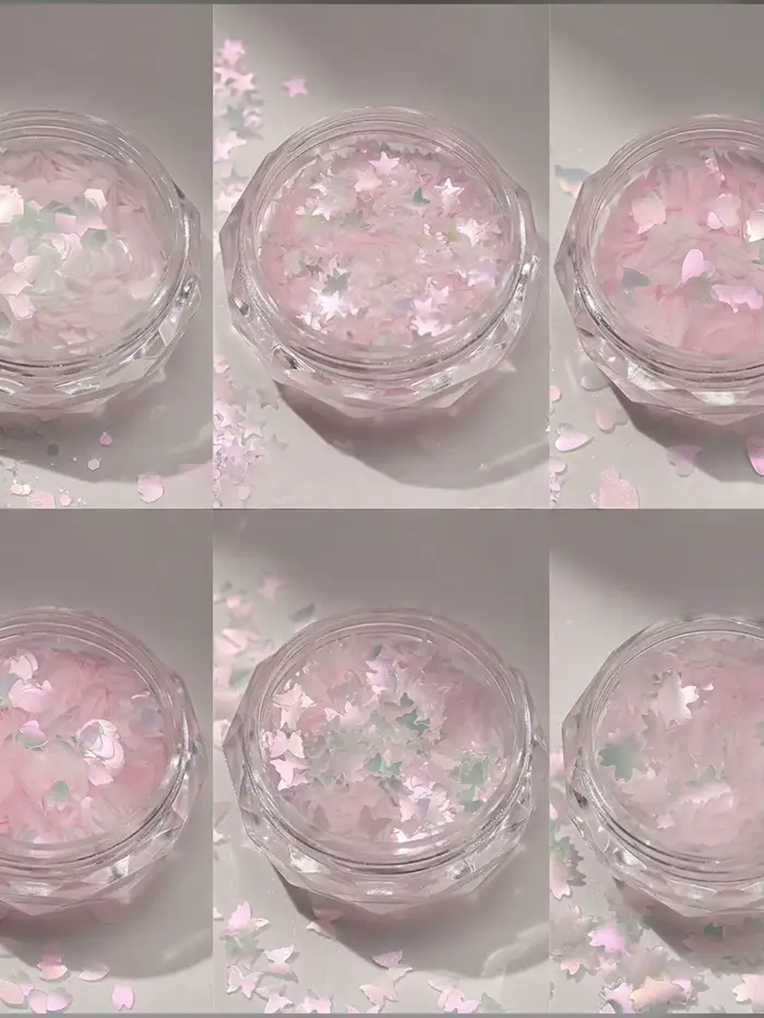 1/6 pièce rose fleur de cerisier paillettes nail art