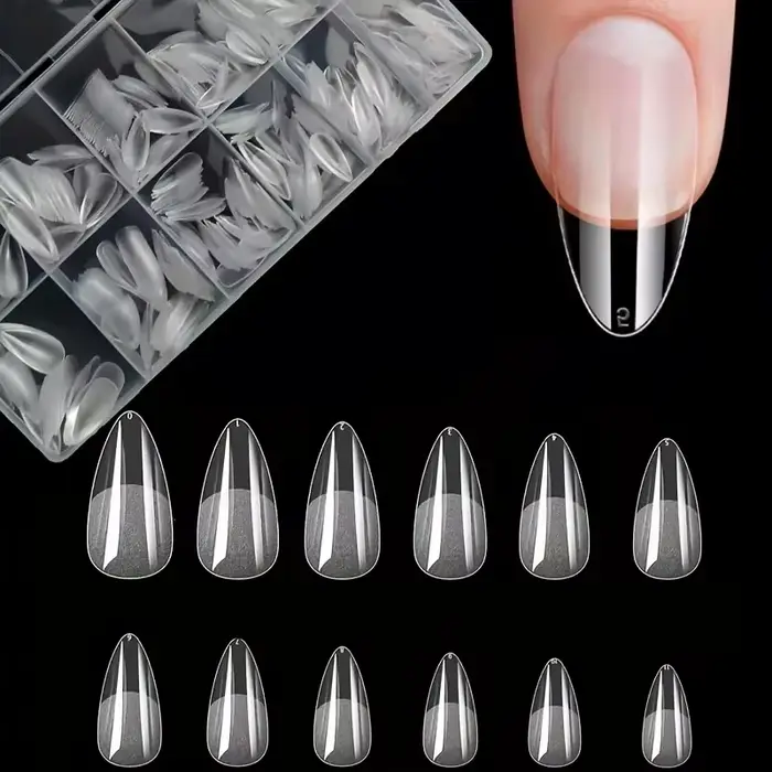 600 pièces pointes d'ongles courtes en amande pointes d'ongles en Gel doux couverture complète faux 