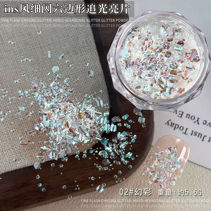 2 bouteilles de paillettes hexagonales Ultra-fines pour ongles