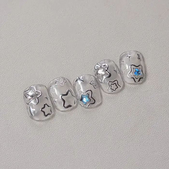 1 pièce 5D couleur cristal étoile ongles autocollants haute qualité amour brillant argent creux frot