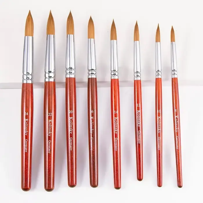 Kolinsky-Brosse à Ongles en Acrylique avec Manche en Bois