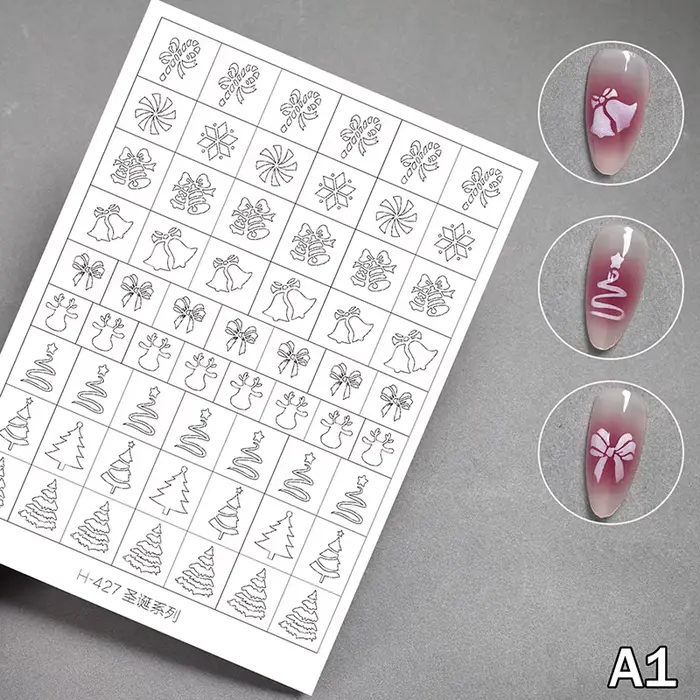Pochoir d'aérographe pour ongles, flocon de neige d'hiver, arbre de neige, décors de noël, autocolla