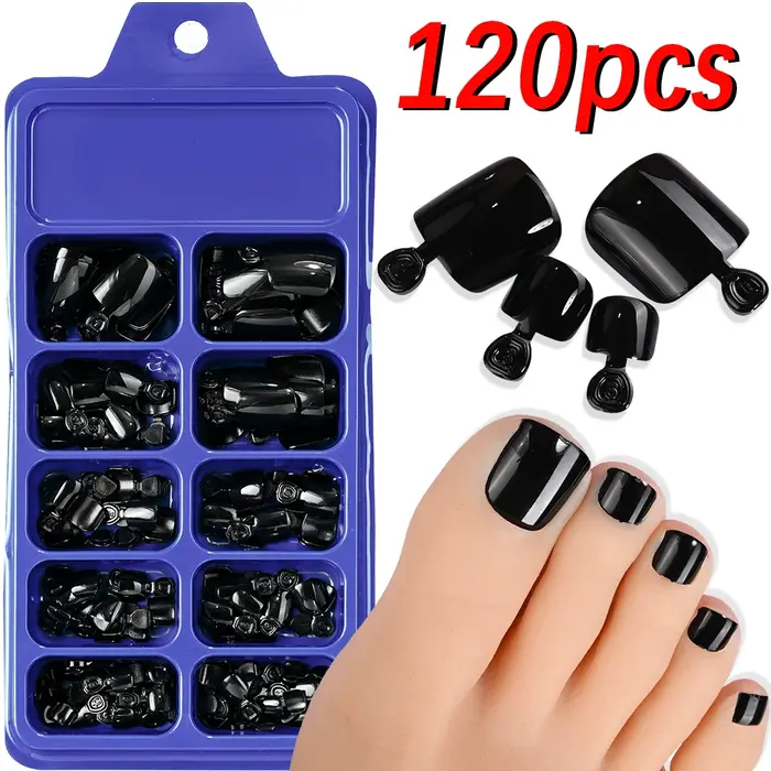 120 pièces français court carré artificiel presse sur les ongles des pieds nu rose couverture complète faux orteils ongl